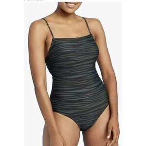 NWT Kona Sol Cinch Back Stripe 1pc Swimsuit Women's size LARGE 12/14